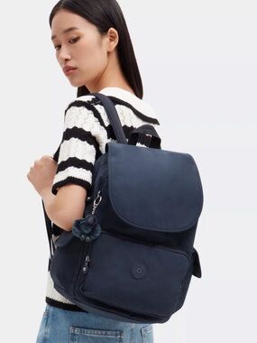 Kipling Navy Flap-Top Backpack